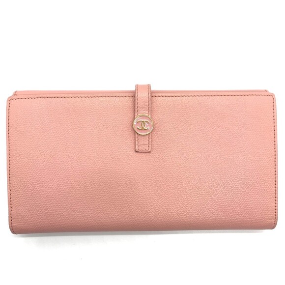 CHANEL Authentic Pink Logo Wallet